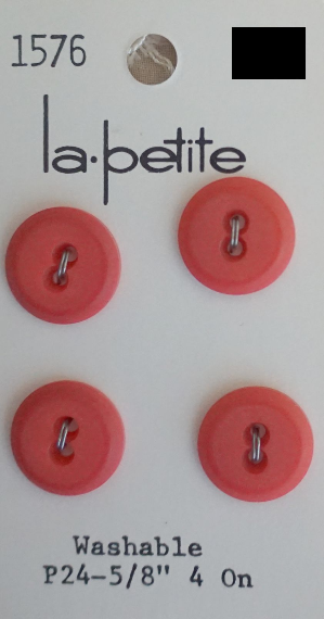 Vintage La Petite 4 Buttons 1576 Salmon Pink 5/8''